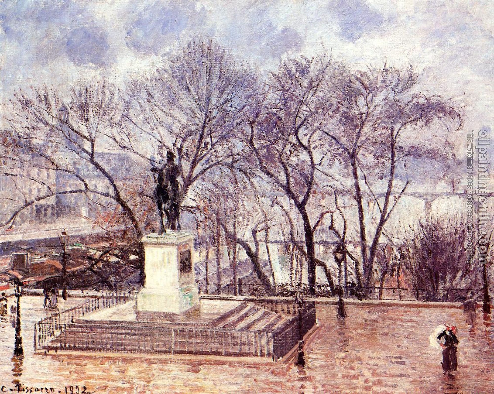 Pissarro, Camille - Pont-Neuf, the Statue of Henri IV, Afternoon, Rain